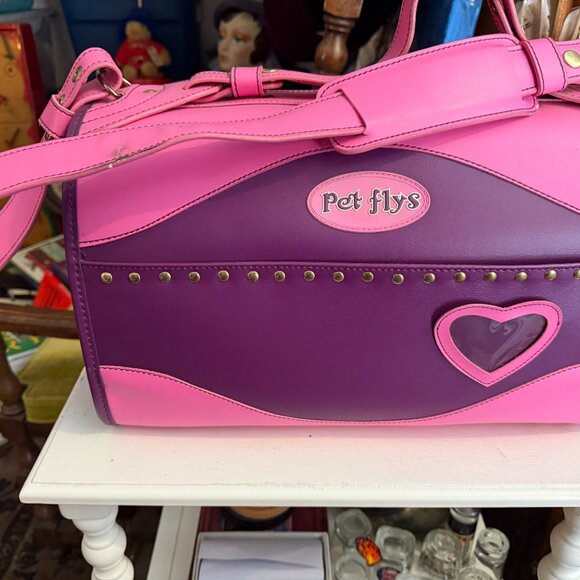 Pet Flys Airline Approved Pet Carrier - Pink/Purple Koi Fish Tattoo Print - Y2K - Picture 10 of 15